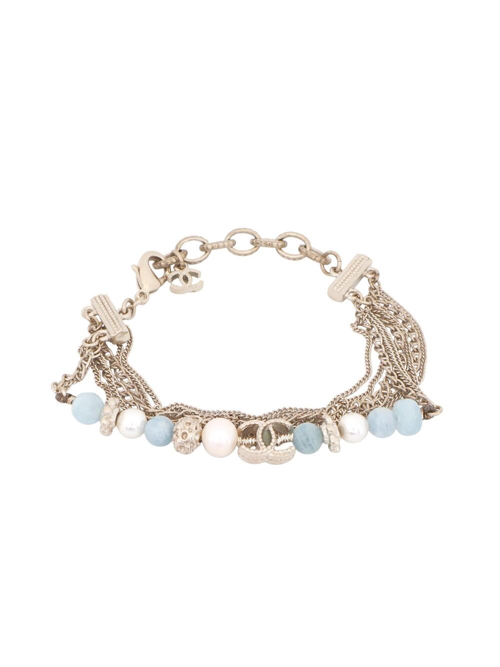 Chanel Cc Logo Pearl Chain Bracelet #358783C77B